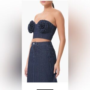 AFRM Navy and White Striped Bustier and Skirt to match